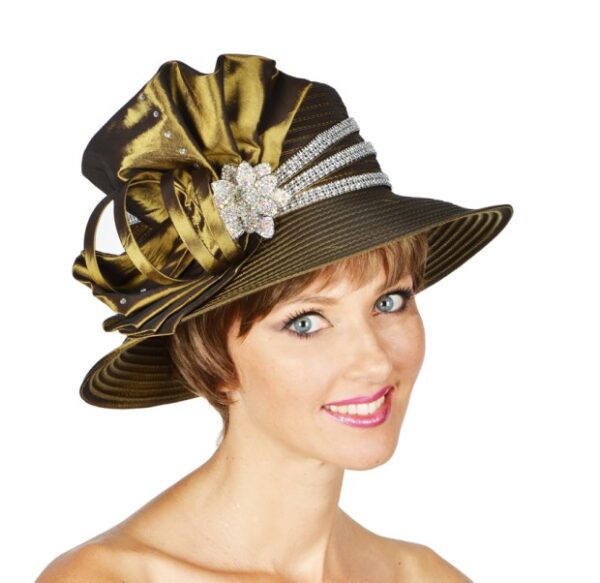 51205 Iridescence Sage Satin Hat with Bow