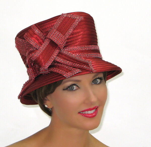 51224 Brick Satin Ribbon Hat