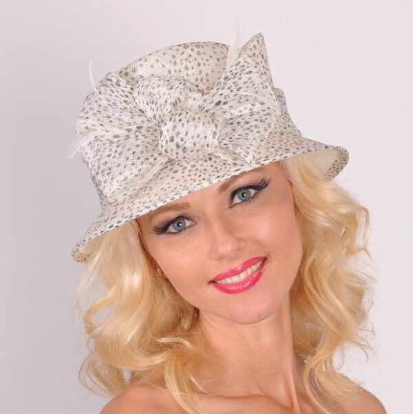 52231 Ivory Small Polka Dot Sinamay Hat