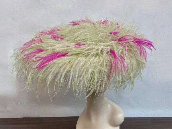 52325 Beige/Olive/Fuchsia Derby Fancy Fascinator with Headband