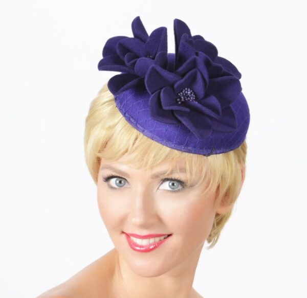 52509 Eggplant Pillbox Wool Fascinator