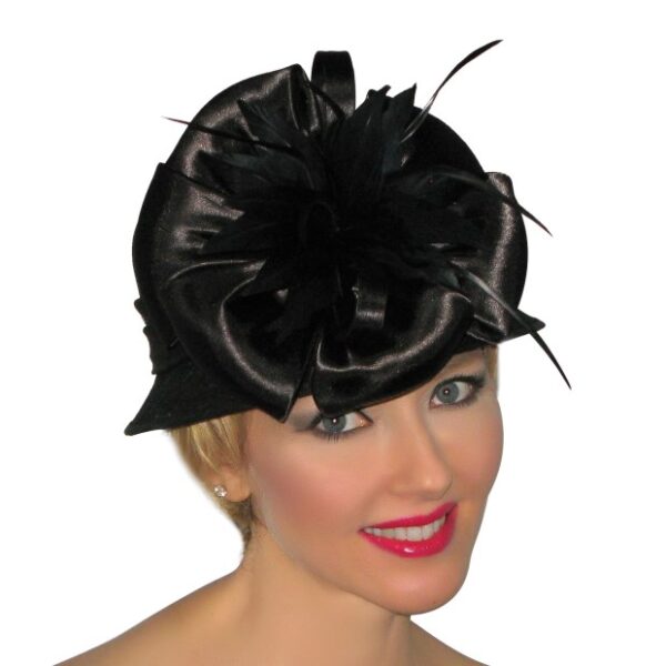 52784 Black Sinamay Hat with Satin Flower