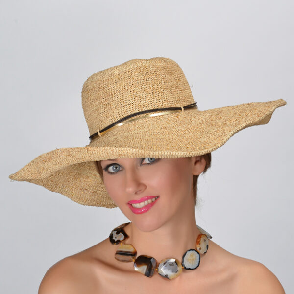 52861 Natural Wide Brim Woven Raffia Hat