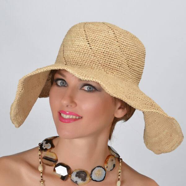 52862 Natural Wide Brim Woven Raffia Hat