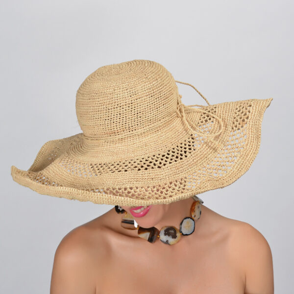 52863 Natural Wide Brim Woven Raffia Hat