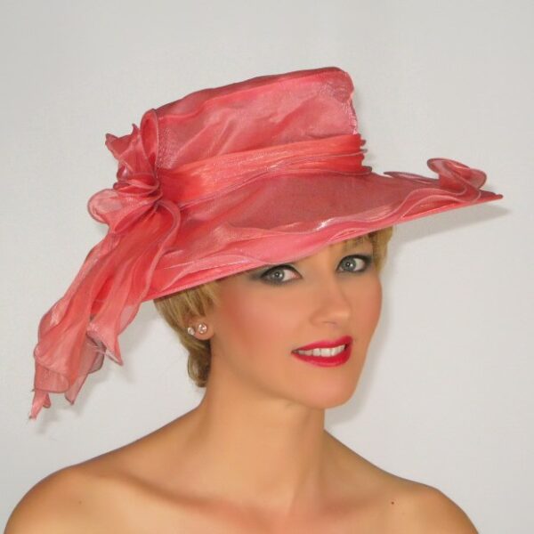 52911 Peach Flexible Organza Hat