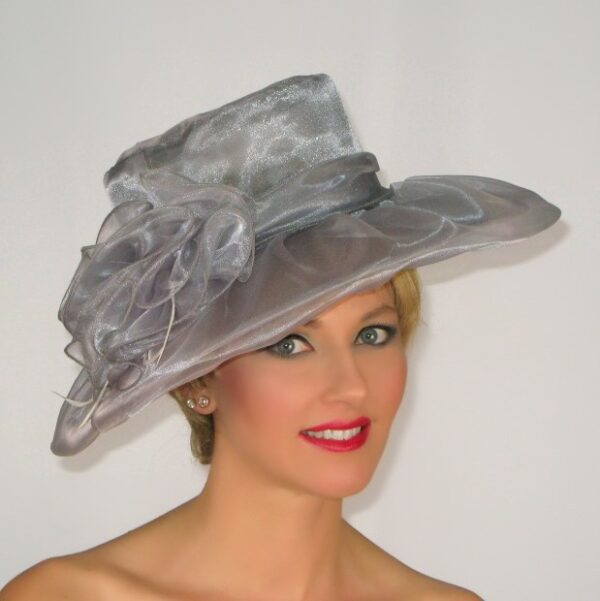 52912 Gray Light Organza Hat with Flower