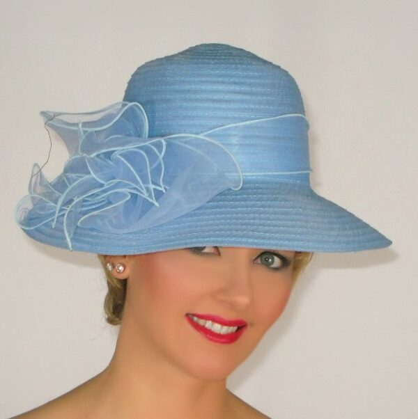 52916 Sky Foldable Medium Organza Hat