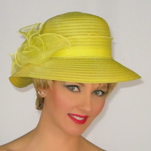 52916 Yellow Foldable Medium Organza Hat