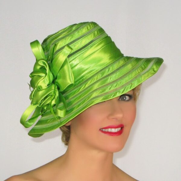 52917 Lime Foldable Mesh Satin Hat