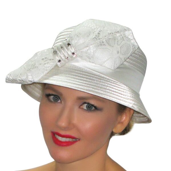 52948 White Satin Small Hat Ribbon with Bow