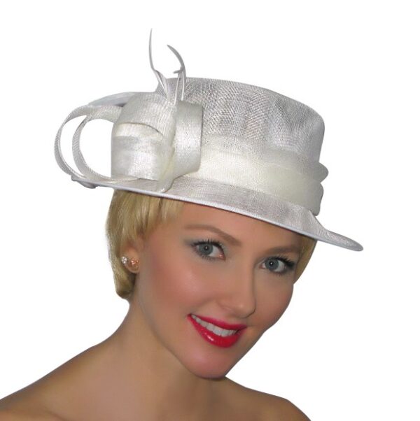 52960 White Sinamay Hat with Sinamay Decor