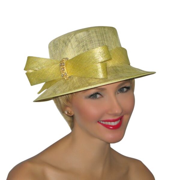 52964 Yellow Glitter Sinamay Hat with Bow