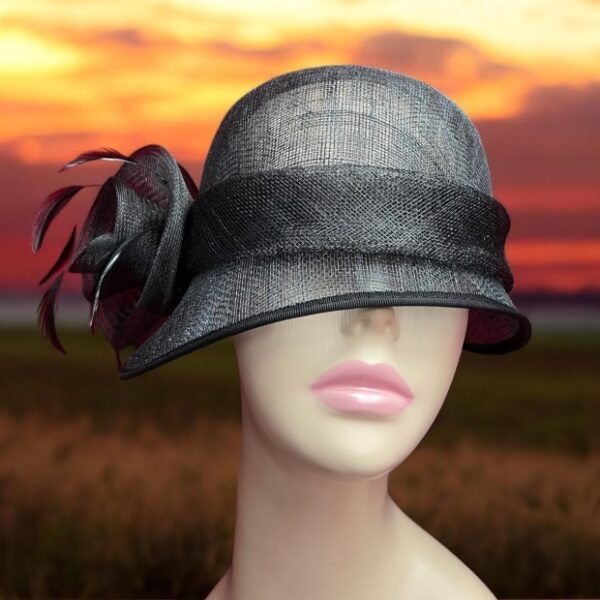 52965 Black Sinamay Hat with Organza Flower