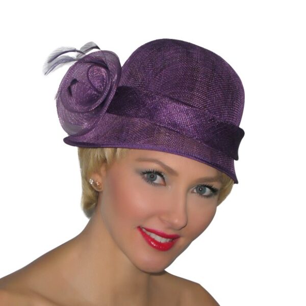 52965 Purple Sinamay Hat with Organza Flower