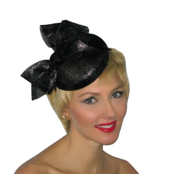 52968 Black Sinamay Fascinator