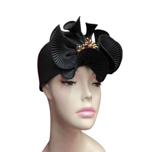 52982 Black Pill Box Ribbon Hat