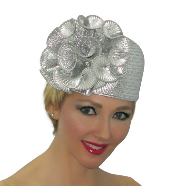 52982 Silver Pill Box Ribbon Hat