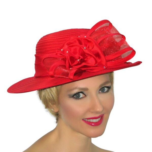 52986 Red Satin Ribbon Hat with Bow