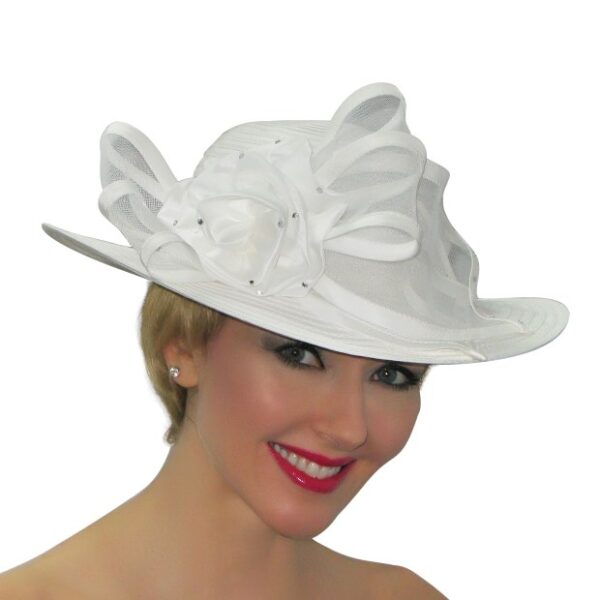 52986 Cream Satin Ribbon Hat with Bow