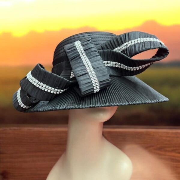 52991 Black Satin Ribbon Hat