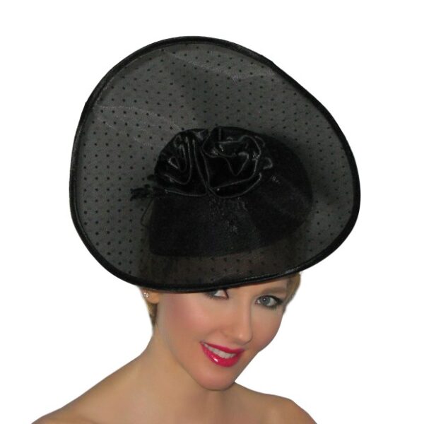 52993 Black, Soft Lace Fascinator with Satin Decor