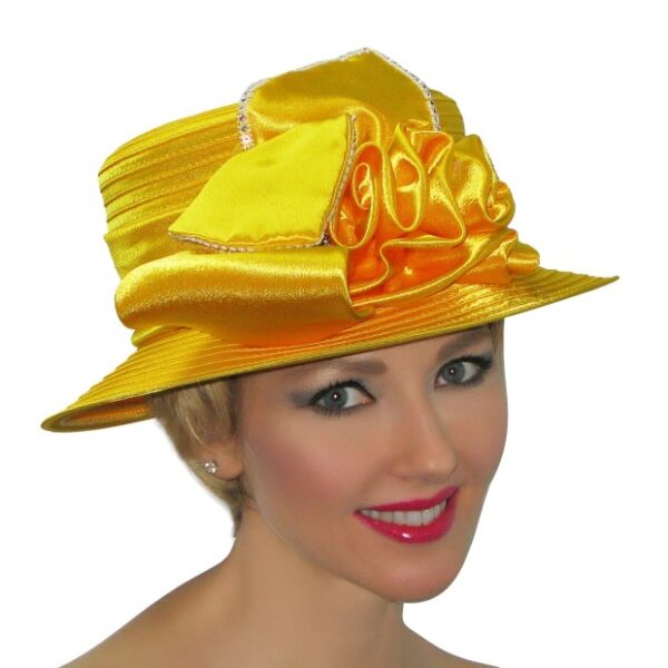 52998 Yellow Satin Ribbon Hat