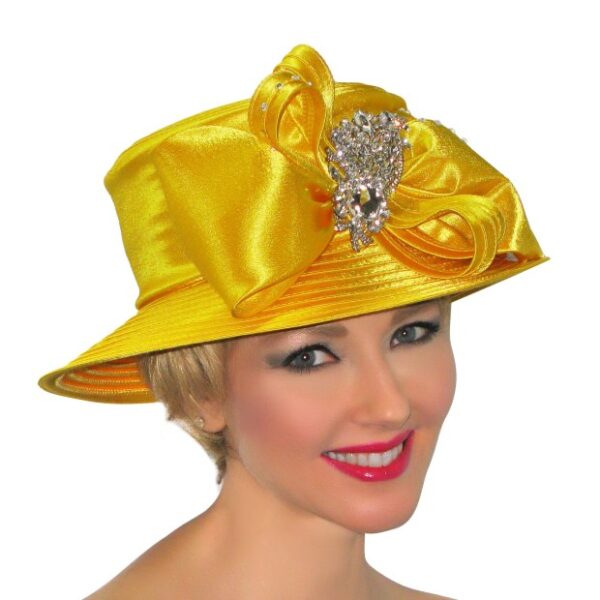 52999 Yellow Satin Ribbon Hat with Satin Bow