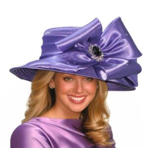 53001 Purple Satin Ribbon Hat with Bow
