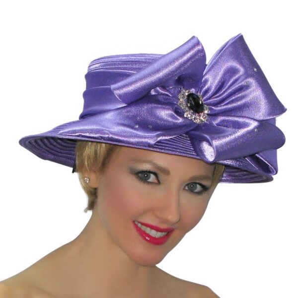 53001 Purple Satin Ribbon Hat with Bow